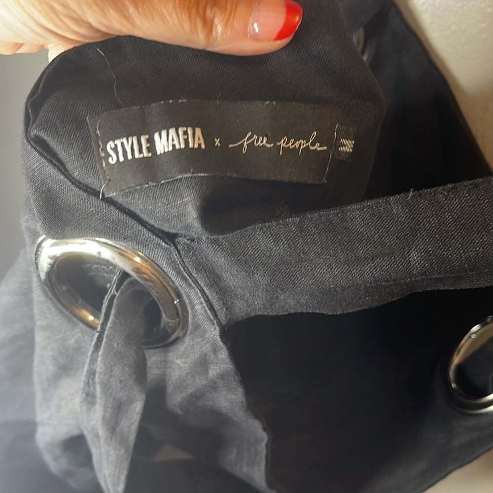 FREE PEOPLE‎ x Style Mafia Black Grommet Linen Mini Dress M - Picture 5 of 6